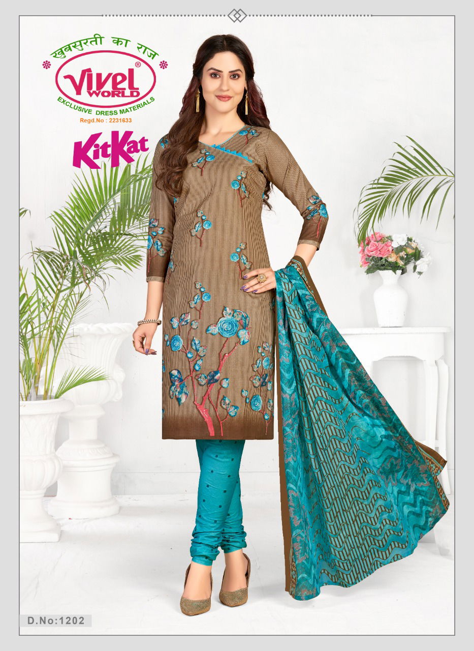 Vivel Kitkat Casual Daily Wear Cotton Printed Dress Material Collection